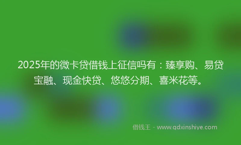 2025年的微卡贷借钱上征信吗有：臻享购、易贷宝融、现金快贷、悠悠分期、喜米花等。