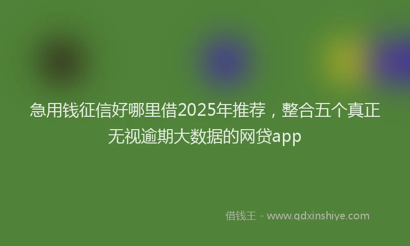 急用钱征信好哪里借2025年推荐，整合五个真正无视逾期大数据的网贷app