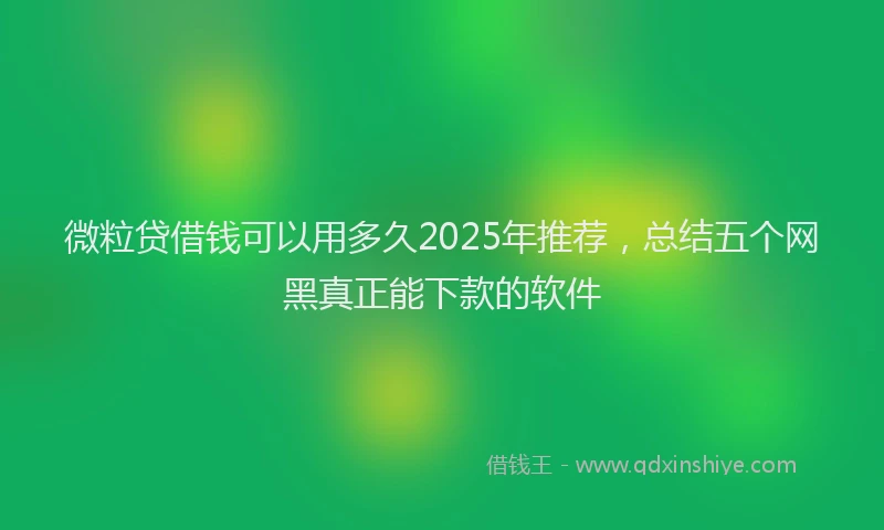 微粒贷借钱可以用多久2025年推荐，总结五个网黑真正能下款的软件