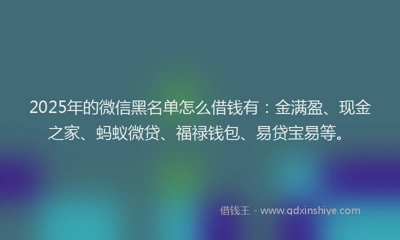 2025年的微信黑名单怎么借钱有：金满盈、现金之家、蚂蚁微贷、福禄钱包、易贷宝易等。