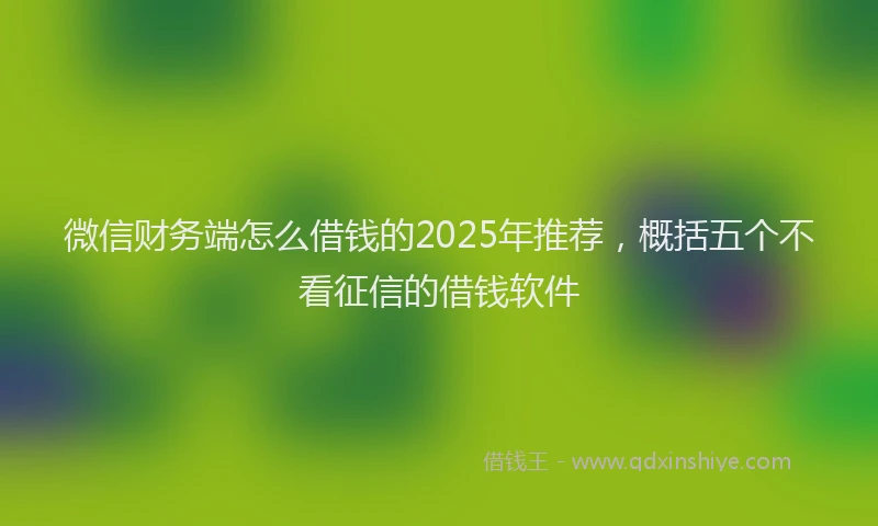 微信财务端怎么借钱的2025年推荐，概括五个不看征信的借钱软件