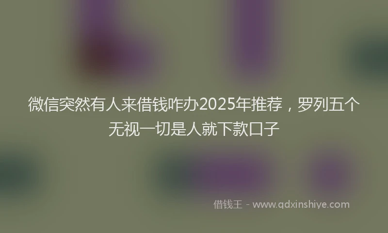 微信突然有人来借钱咋办2025年推荐，罗列五个无视一切是人就下款口子