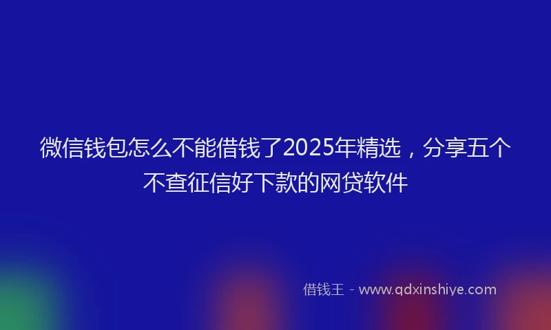 微信钱包怎么不能借钱了2025年精选，分享五个不查征信好下款的网贷软件