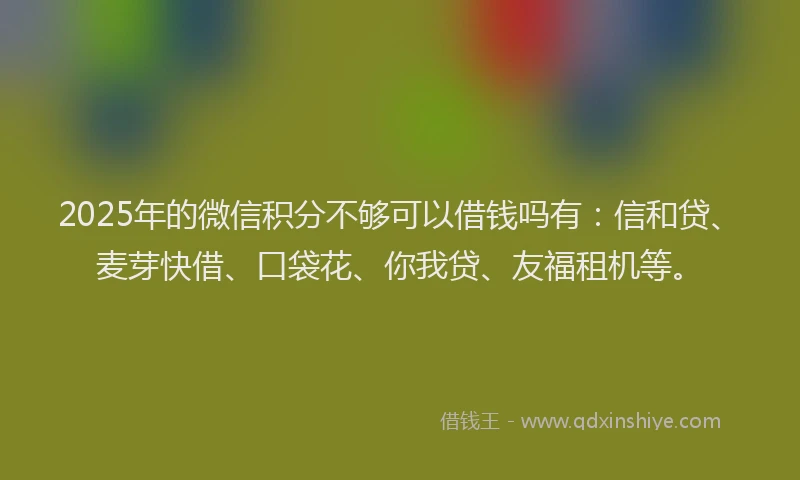 2025年的微信积分不够可以借钱吗有：信和贷、麦芽快借、口袋花、你我贷、友福租机等。
