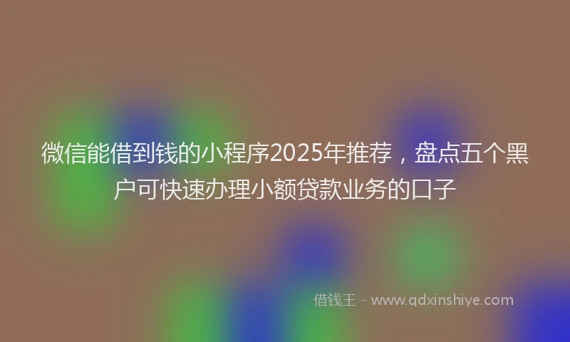 微信能借到钱的小程序2025年推荐，盘点五个黑户可快速办理小额贷款业务的口子