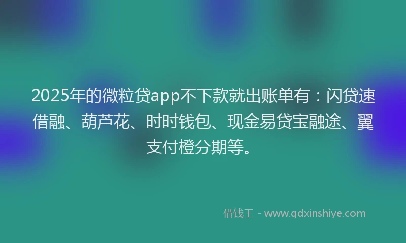 2025年的微粒贷app不下款就出账单有：闪贷速借融、葫芦花、时时钱包、现金易贷宝融途、翼支付橙分期等。