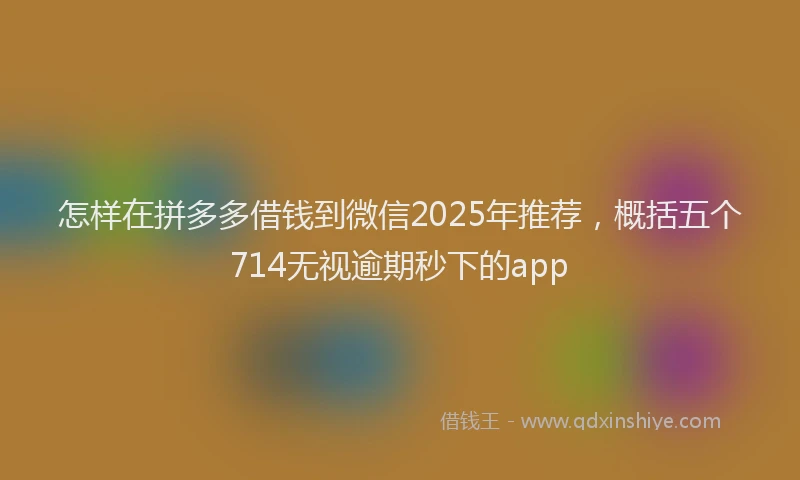 怎样在拼多多借钱到微信2025年推荐，概括五个714无视逾期秒下的app