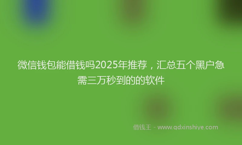 微信钱包能借钱吗2025年推荐，汇总五个黑户急需三万秒到的的软件