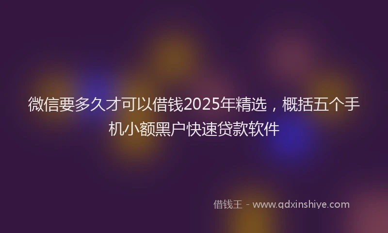 微信要多久才可以借钱2025年精选，概括五个手机小额黑户快速贷款软件
