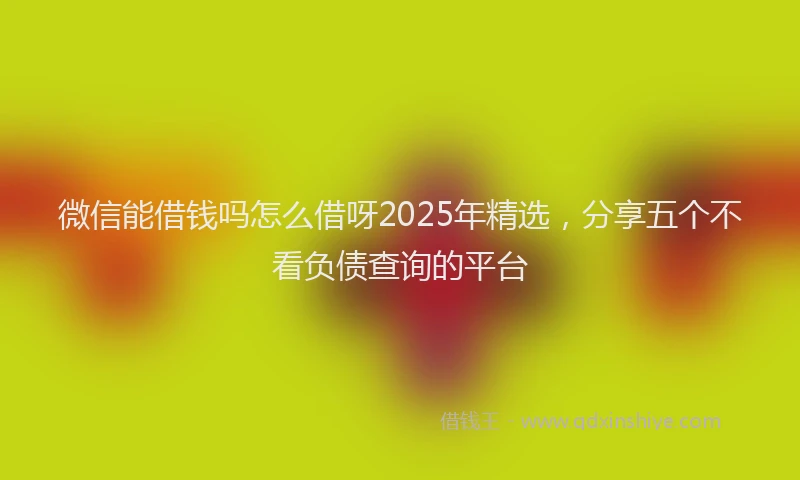 微信能借钱吗怎么借呀2025年精选，分享五个不看负债查询的平台