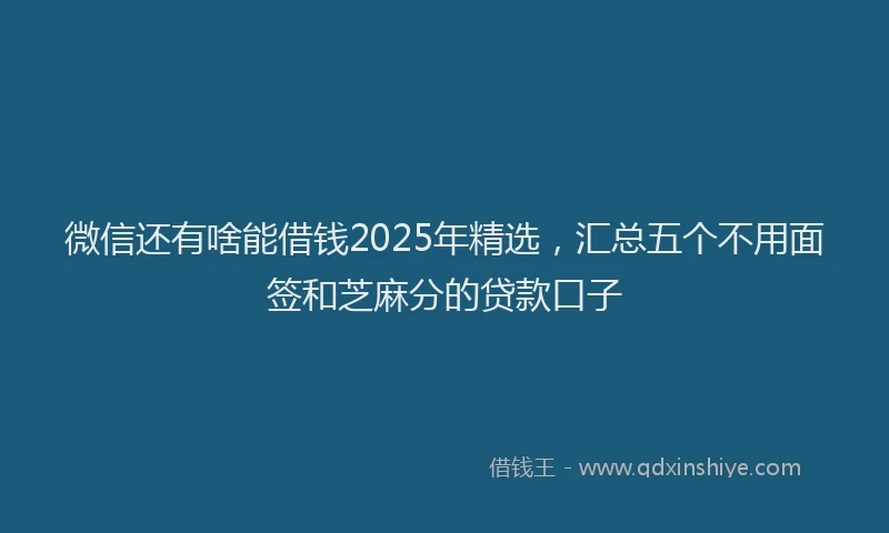 微信还有啥能借钱2025年精选，汇总五个不用面签和芝麻分的贷款口子