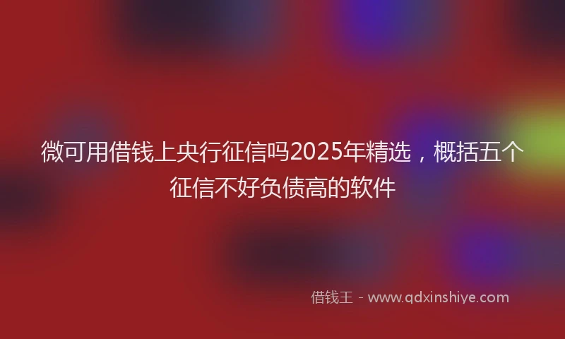 微可用借钱上央行征信吗2025年精选，概括五个征信不好负债高的软件