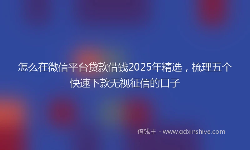 怎么在微信平台贷款借钱2025年精选，梳理五个快速下款无视征信的口子