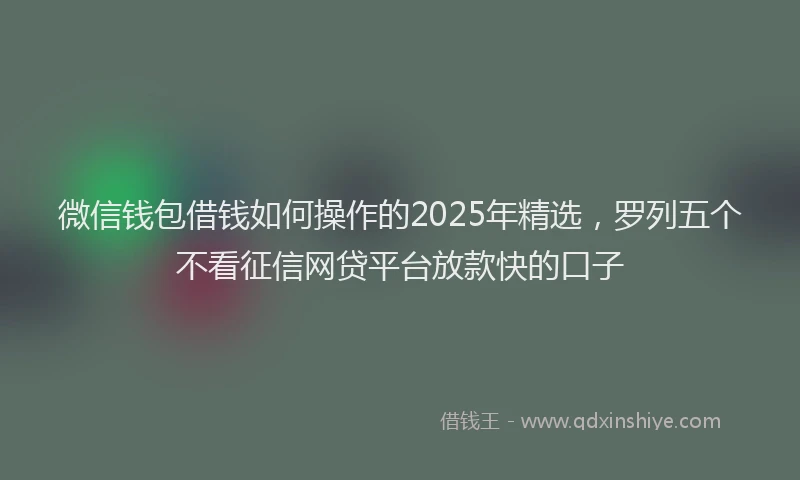微信钱包借钱如何操作的2025年精选，罗列五个不看征信网贷平台放款快的口子