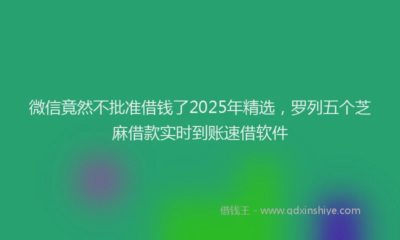 微信竟然不批准借钱了2025年精选，罗列五个芝麻借款实时到账速借软件
