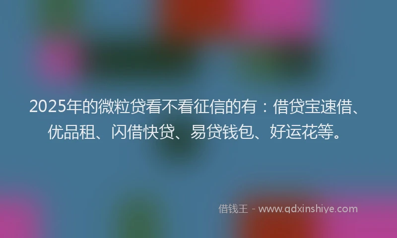 2025年的微粒贷看不看征信的有：借贷宝速借、优品租、闪借快贷、易贷钱包、好运花等。
