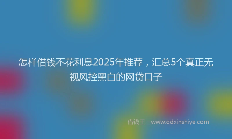 怎样借钱不花利息2025年推荐，汇总5个真正无视风控黑白的网贷口子