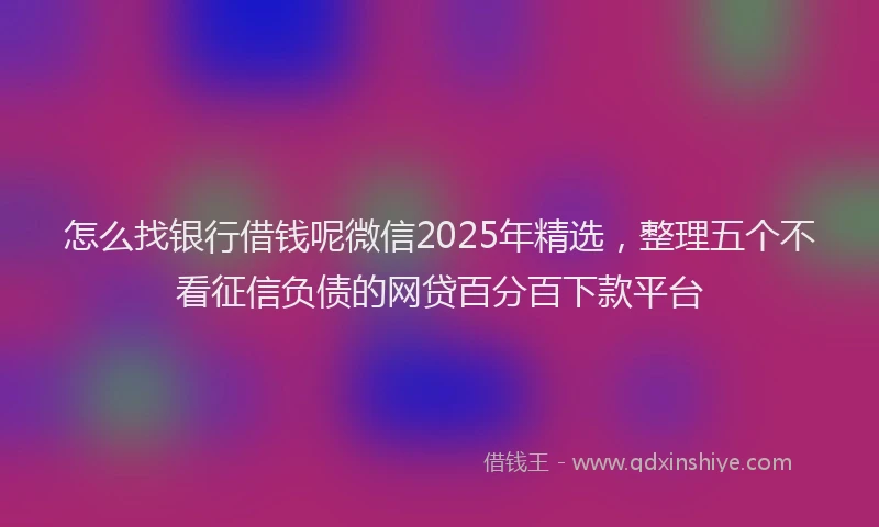 怎么找银行借钱呢微信2025年精选，整理五个不看征信负债的网贷百分百下款平台