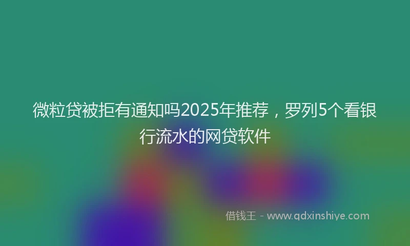 微粒贷被拒有通知吗2025年推荐，罗列5个看银行流水的网贷软件