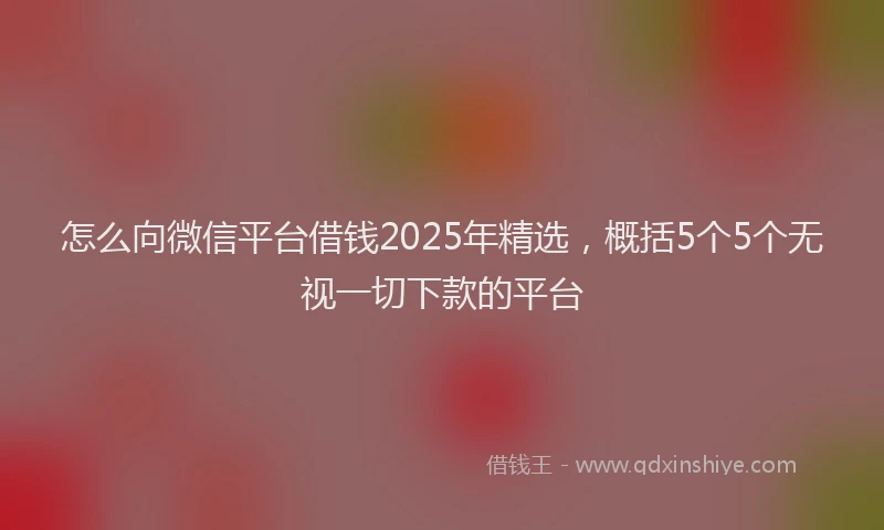 怎么向微信平台借钱2025年精选，概括5个5个无视一切下款的平台