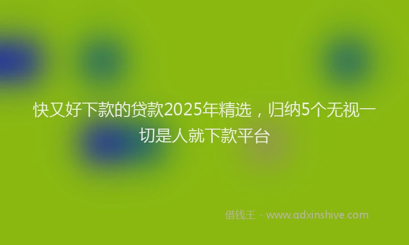 快又好下款的贷款2025年精选，归纳5个无视一切是人就下款平台
