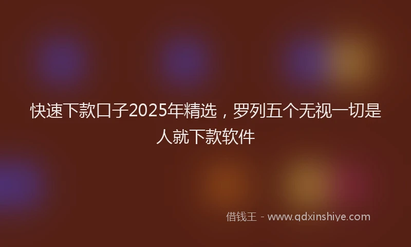 快速下款口子2025年精选，罗列五个无视一切是人就下款软件