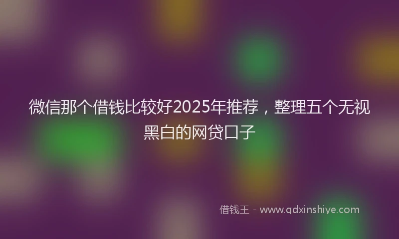 微信那个借钱比较好2025年推荐，整理五个无视黑白的网贷口子
