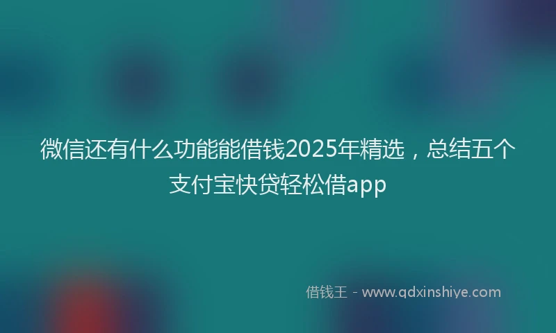 微信还有什么功能能借钱2025年精选，总结五个支付宝快贷轻松借app