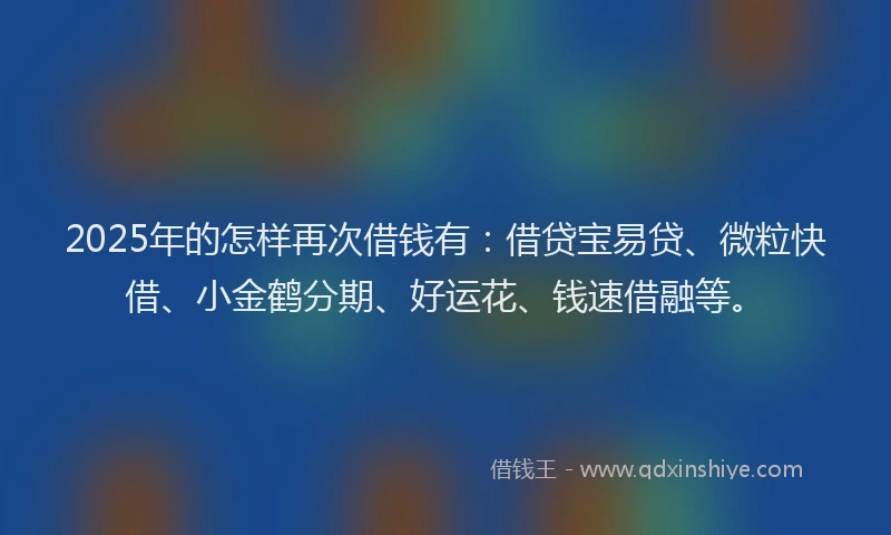 2025年的怎样再次借钱有：借贷宝易贷、微粒快借、小金鹤分期、好运花、钱速借融等。
