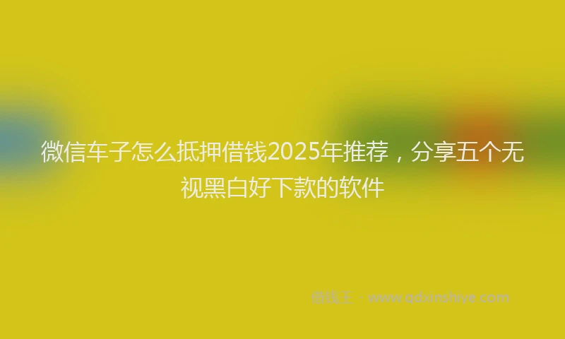 微信车子怎么抵押借钱2025年推荐，分享五个无视黑白好下款的软件