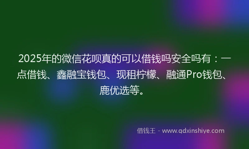 2025年的微信花呗真的可以借钱吗安全吗有：一点借钱、鑫融宝钱包、现租柠檬、融通Pro钱包、鹿优选等。