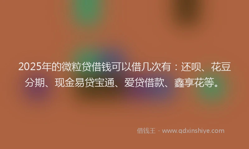 2025年的微粒贷借钱可以借几次有：还呗、花豆分期、现金易贷宝通、爱贷借款、鑫享花等。