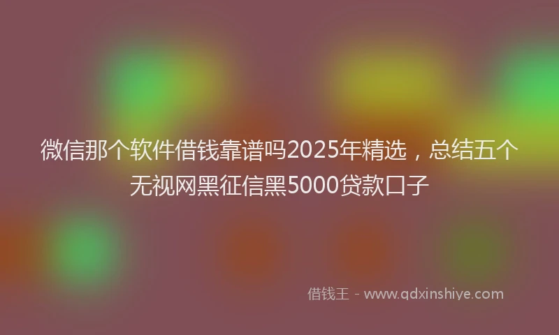 微信那个软件借钱靠谱吗2025年精选，总结五个无视网黑征信黑5000贷款口子