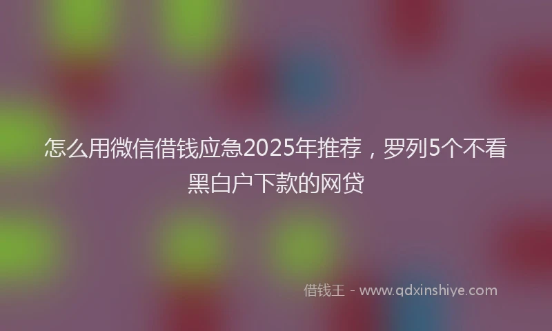 怎么用微信借钱应急2025年推荐，罗列5个不看黑白户下款的网贷