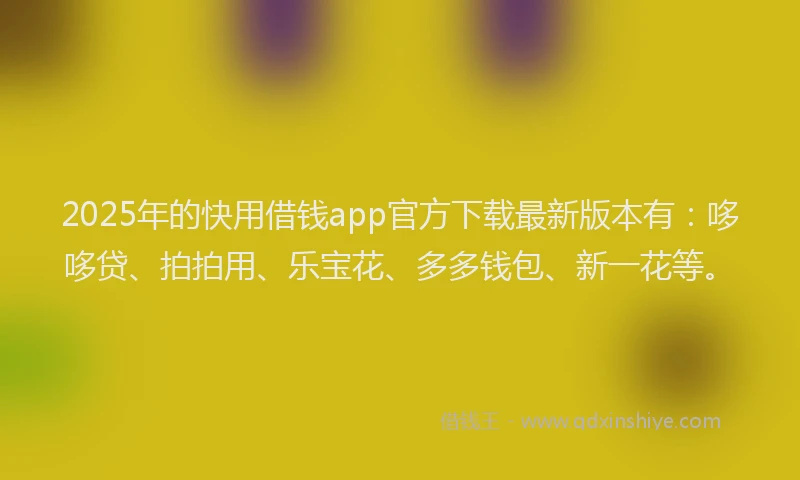 2025年的快用借钱app官方下载最新版本有：哆哆贷、拍拍用、乐宝花、多多钱包、新一花等。
