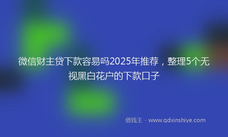 微信财主贷下款容易吗2025年推荐，整理5个无视黑白花户的下款口子