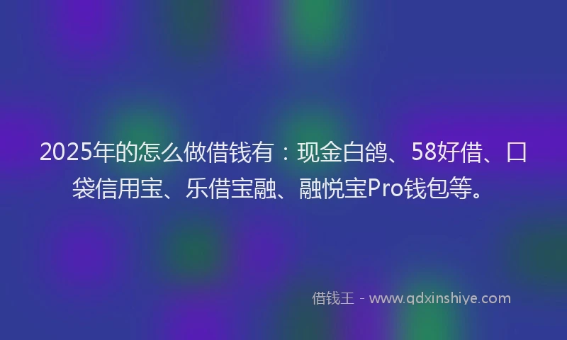 2025年的怎么做借钱有：现金白鸽、58好借、口袋信用宝、乐借宝融、融悦宝Pro钱包等。