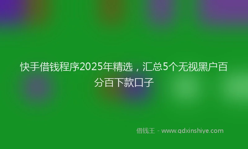 快手借钱程序2025年精选，汇总5个无视黑户百分百下款口子