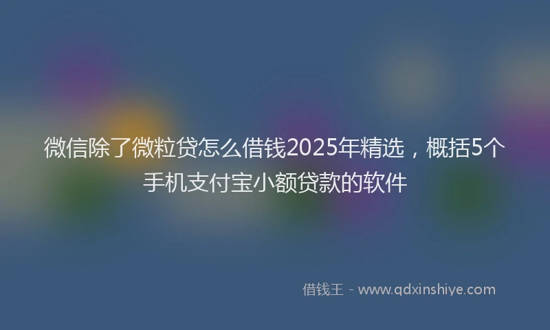 微信除了微粒贷怎么借钱2025年精选，概括5个手机支付宝小额贷款的软件
