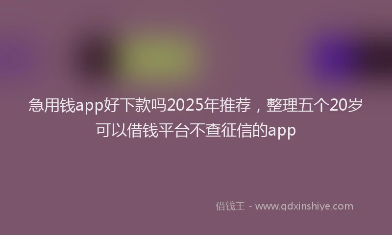 急用钱app好下款吗2025年推荐，整理五个20岁可以借钱平台不查征信的app