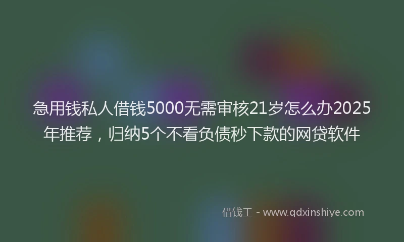 急用钱私人借钱5000无需审核21岁怎么办2025年推荐，归纳5个不看负债秒下款的网贷软件