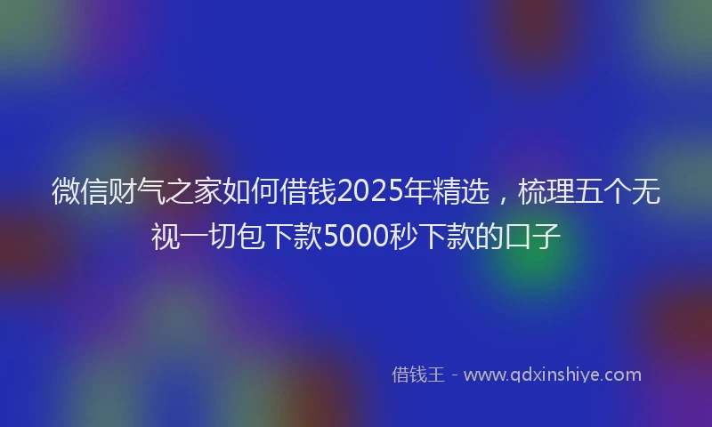 微信财气之家如何借钱2025年精选，梳理五个无视一切包下款5000秒下款的口子