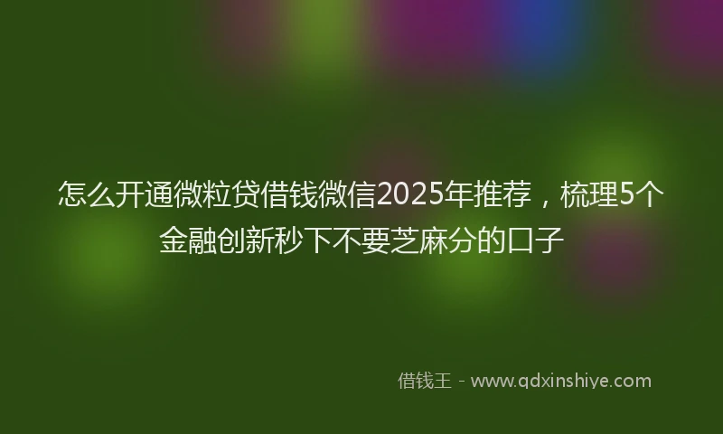 怎么开通微粒贷借钱微信2025年推荐，梳理5个金融创新秒下不要芝麻分的口子
