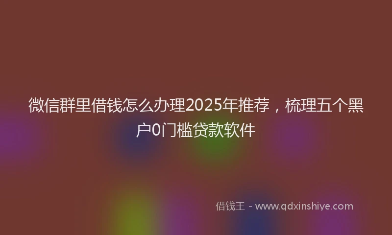 微信群里借钱怎么办理2025年推荐，梳理五个黑户0门槛贷款软件