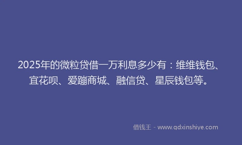 2025年的微粒贷借一万利息多少有：维维钱包、宜花呗、爱蹦商城、融信贷、星辰钱包等。