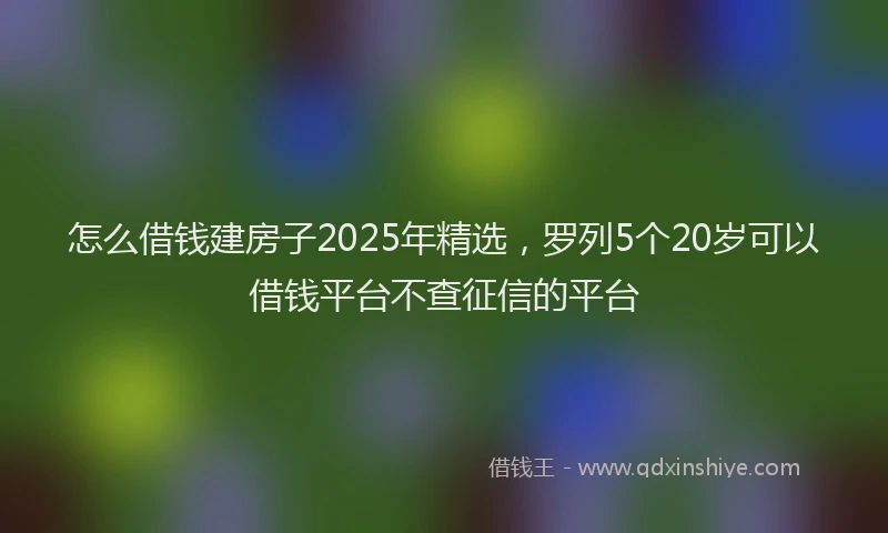 怎么借钱建房子2025年精选，罗列5个20岁可以借钱平台不查征信的平台