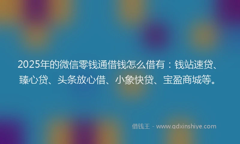 2025年的微信零钱通借钱怎么借有：钱站速贷、臻心贷、头条放心借、小象快贷、宝盈商城等。
