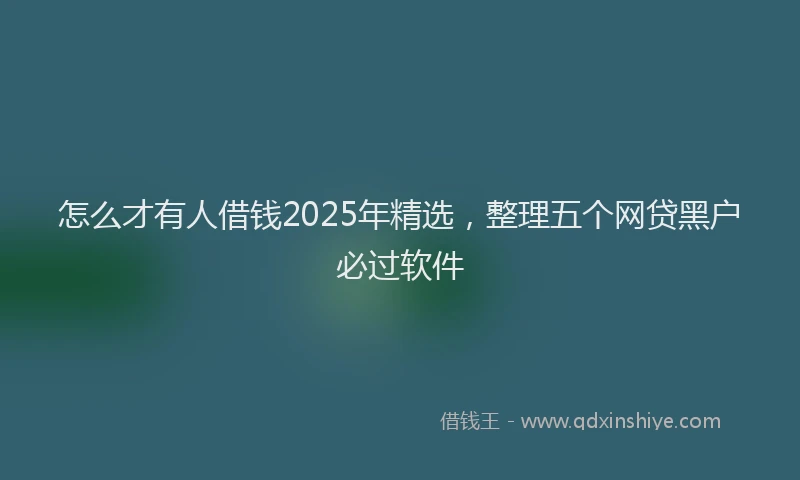 怎么才有人借钱2025年精选，整理五个网贷黑户必过软件