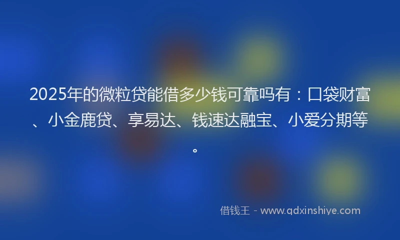 2025年的微粒贷能借多少钱可靠吗有：口袋财富、小金鹿贷、享易达、钱速达融宝、小爱分期等。