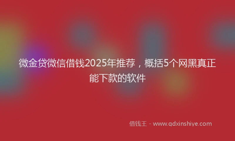 微金贷微信借钱2025年推荐，概括5个网黑真正能下款的软件
